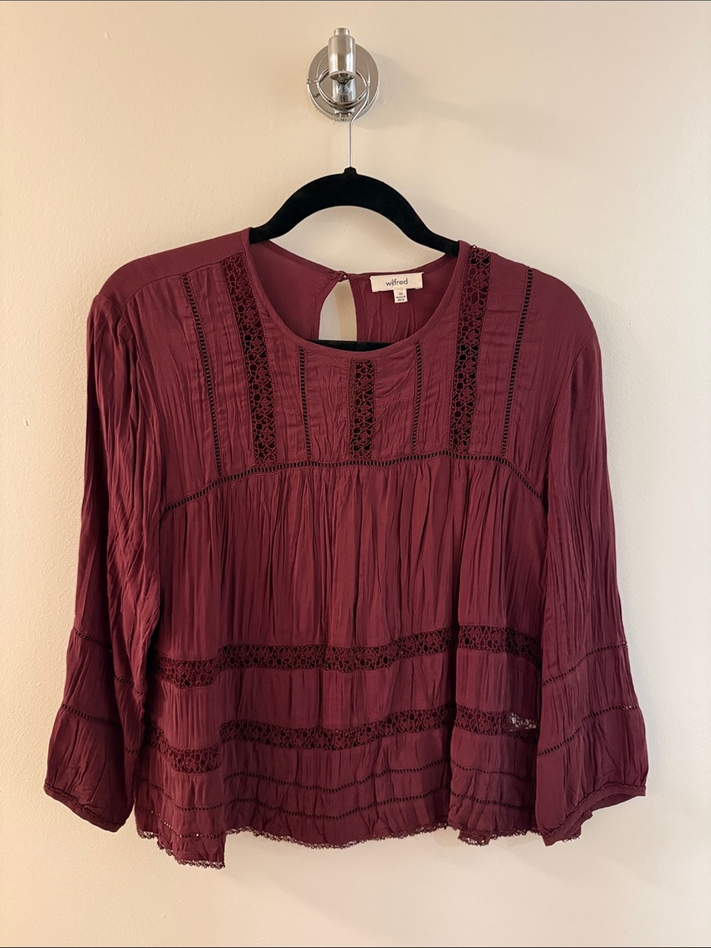 Wilfred Wine Lace-Trim Boho Blouse XS